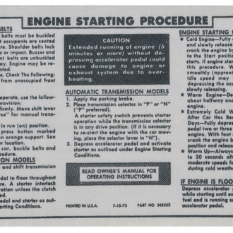 QRP® - Engine Starting Instructions Decal