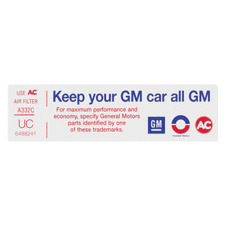 QRP® - "Keep Your GM Car All GM" UC Technical Decal