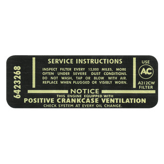 QRP® - Black Air Cleaner Service Decal
