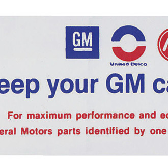 QRP® - "Keep Your GM Car All GM" Air Cleaner Decal