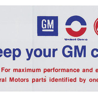 QRP® - "Keep Your GM Car All GM" Air Cleaner Decal