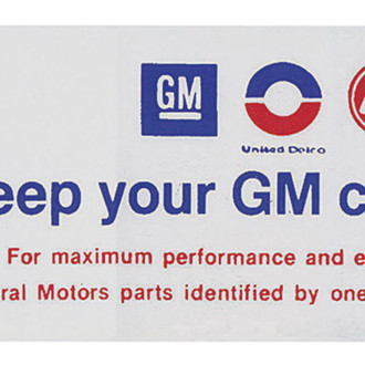 QRP® - "Keep Your GM Car All GM" Air Cleaner Decal