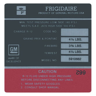 QRP® - Model 5910662 A/C Compressor Decal