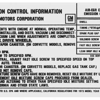 QRP® - Emissions Decal 454-4V, AT/MT, WN 330563