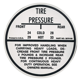 QRP® - Tire Pressure Decal