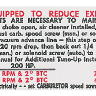 QRP® - Emissions Decal 307 200HP/327 210HP