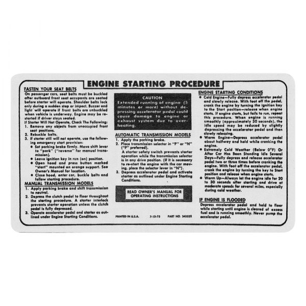 QRP® - Ignition Lock Instruction Decal