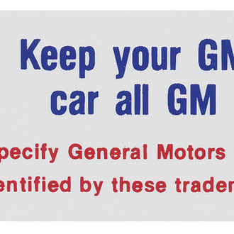QRP® - Keep Your GM Car All GM Decal