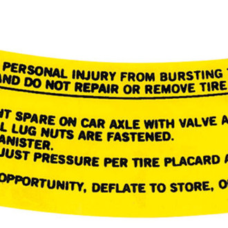 QRP® - Inflator Bottle Space Saver Spare Warning Decal