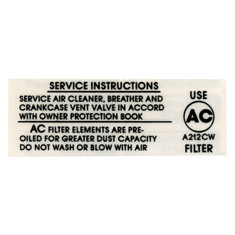 QRP® - White Air Cleaner Service Decal
