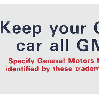 QRP® - "Keep Your GM Car All GM" Air Cleaner Decal