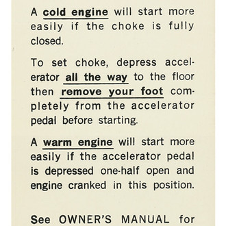 QRP® - Interior Decal Engine Starting Instruction Tag