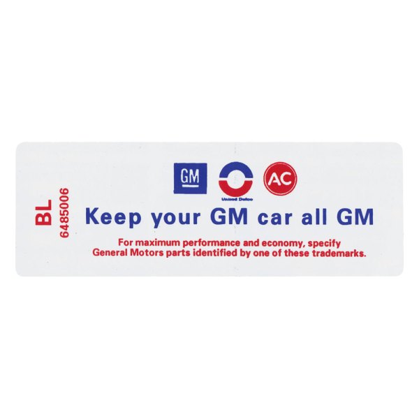 QRP® - "Keep Your GM Car All GM" BL Technical Decal