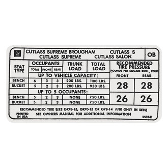 QRP® - Tire Pressure Decal "OB", #553841