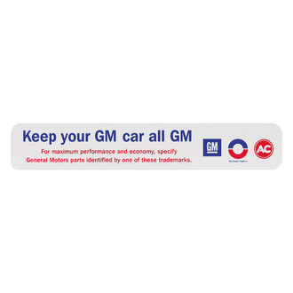 QRP® - "Keep Your GM Car All GM" Technical Decal