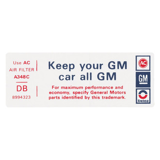 QRP® - "Keep Your GM Car All GM" DB Technical Decal
