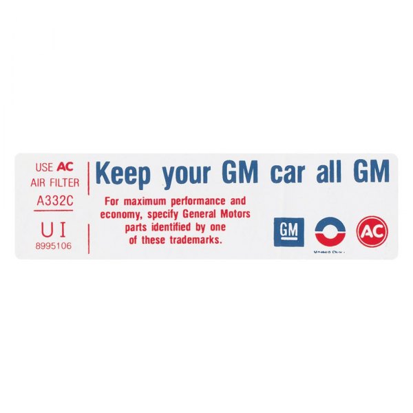 QRP® - "Keep Your GM Car All GM" VI Technical Decal