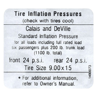 QRP® - Tire Pressure Decal