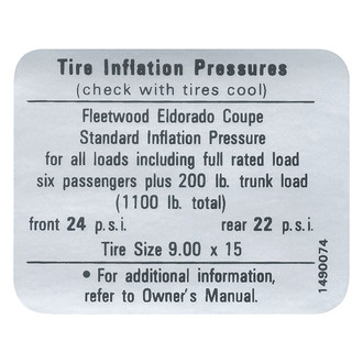 QRP® - Tire Pressure Decal