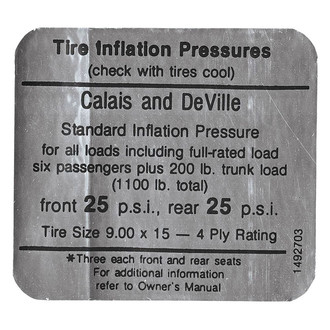 QRP® - Tire Pressure Decal