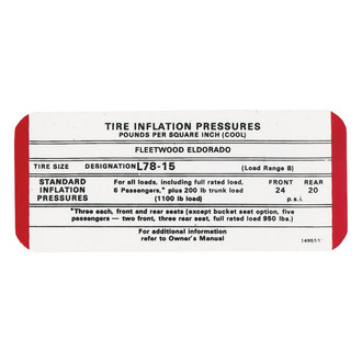 QRP® - Tire Pressure Decal