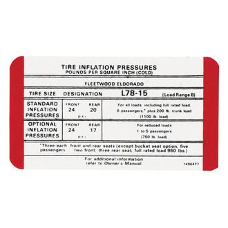 QRP® - Tire Pressure Decal
