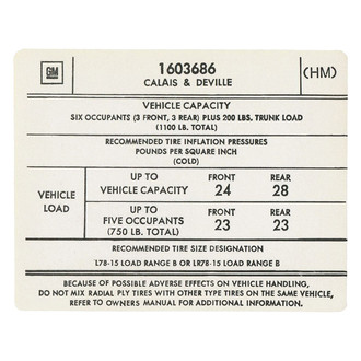 QRP® - Tire Pressure Decal