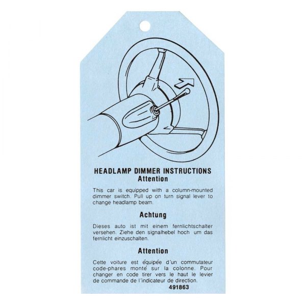 QRP® - Headlight Dimmer Instruction Tag