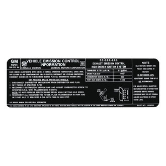 QRP® - Emissions Decal 500, 1609055 (Carbureted Engine)