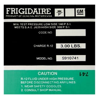 QRP® - Model 5910741 A/C Compressor Decal