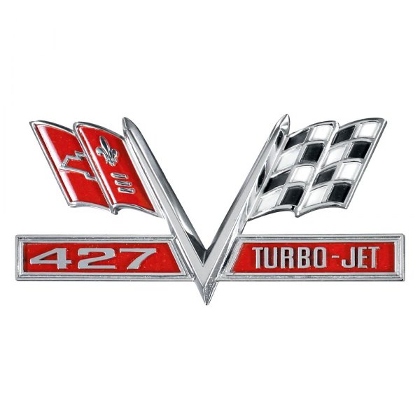 QRP® - "427 Turbo-Jet" Crossed Flags Fender Emblem