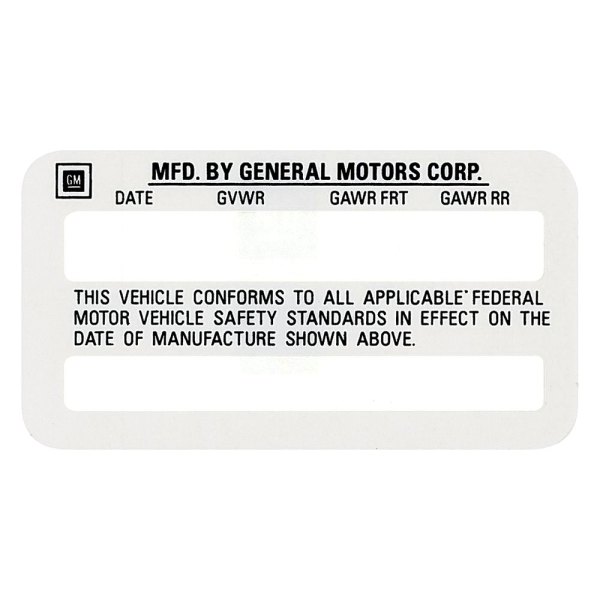 QRP® - Motor Vehicle Safety Standards Decal