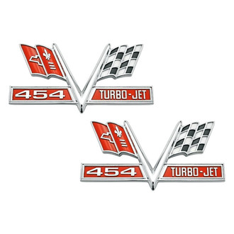 QRP® - "454 Turbo-Jet" Crossed Flags Fender Emblems