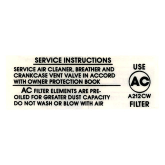 QRP® - Air Cleaner Service Decal with 4bbl
