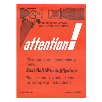 QRP® - Seat Belt Instruction Card