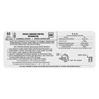 QRP® - Emissions Decal 350, 4bbl, AT