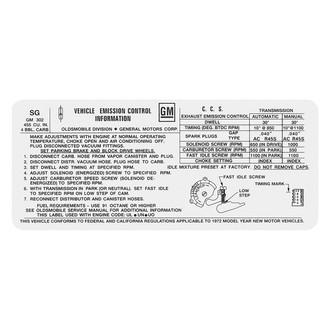 QRP® - Emissions Decal 442, W30, 455, 4bbl