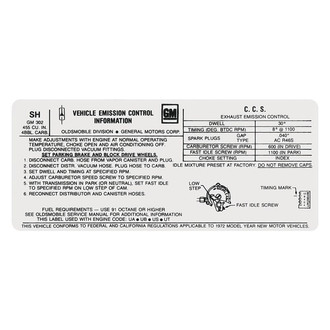 QRP® - Emissions Decal 455, 4bbl, AT, HO