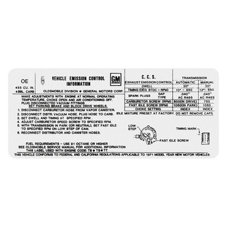 QRP® - Emissions Decal 442, W-30, 455, 4bbl