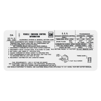 QRP® - Emissions Decal 350, 2bbl