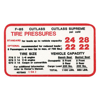 QRP® - Tire Pressure Decal