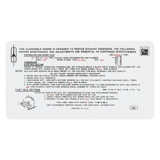 QRP® - Emissions Decal 455, 442, SX, 4bbl, AT