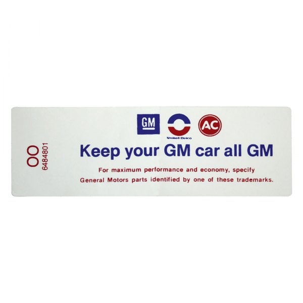QRP® - "Keep Your GM Car All GM" Technical Decal