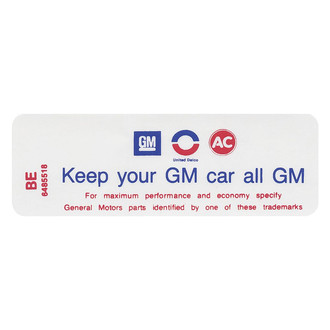 QRP® - "Keep Your GM Car All GM" BE Technical Decal