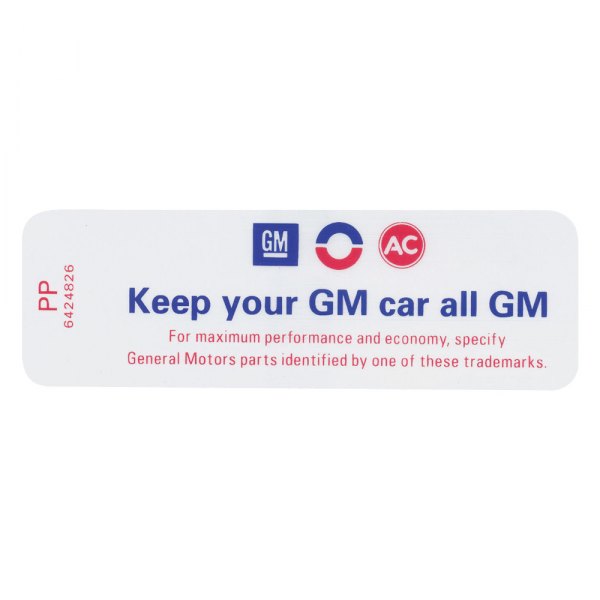 QRP® - "Keep Your GM Car All GM" PP Technical Decal