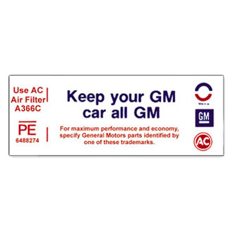 QRP® - "Keep Your GM Car All GM" DG Technical Decal