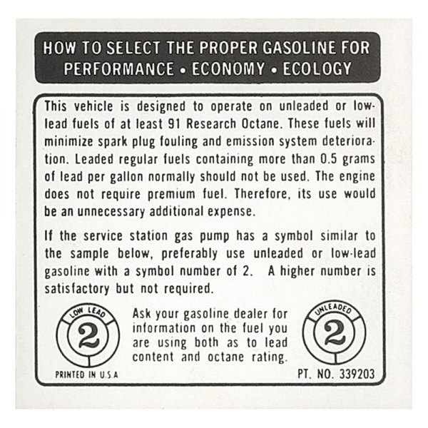 QRP® - Fuel Recommendation Decal