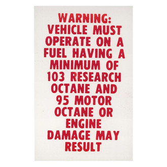QRP® - Fuel Recommendation Decal 103 Research/95 Motor Minimum