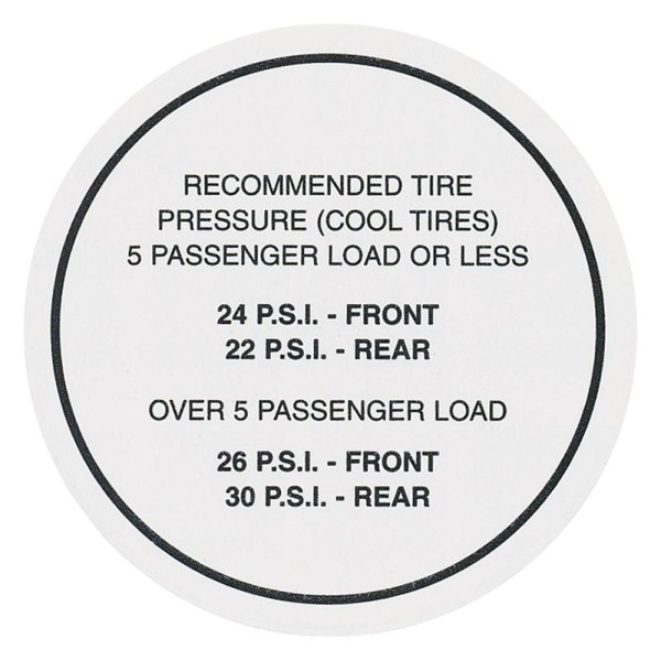 QRP® - Tire Pressure Decal