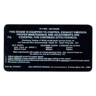 QRP® - Emissions Decal 400 2V, PG, 9794075